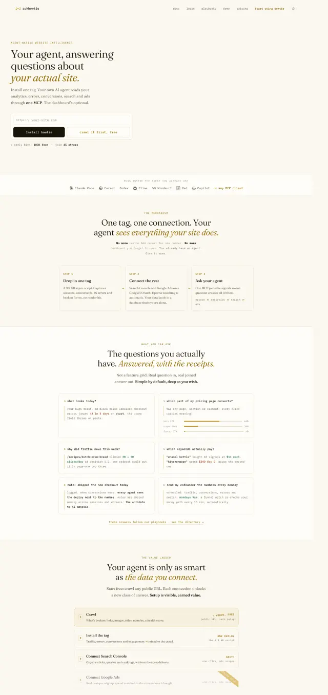 Full page capture of askbowtie.com