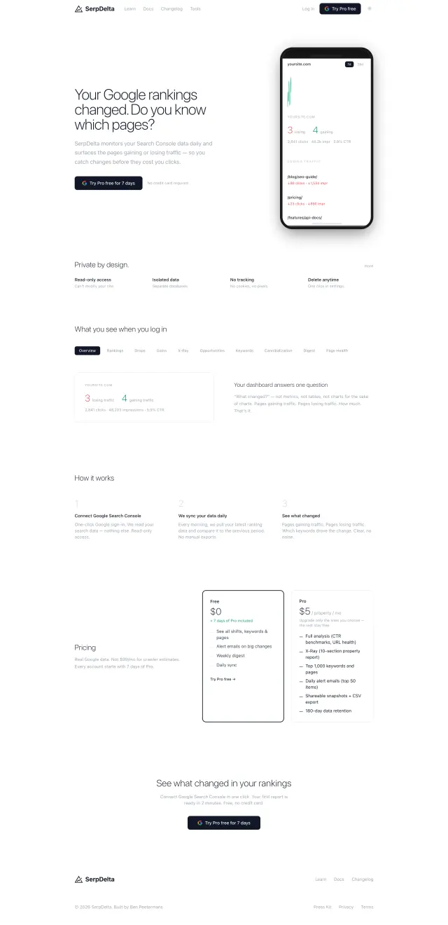 Full page capture of serpdelta.com