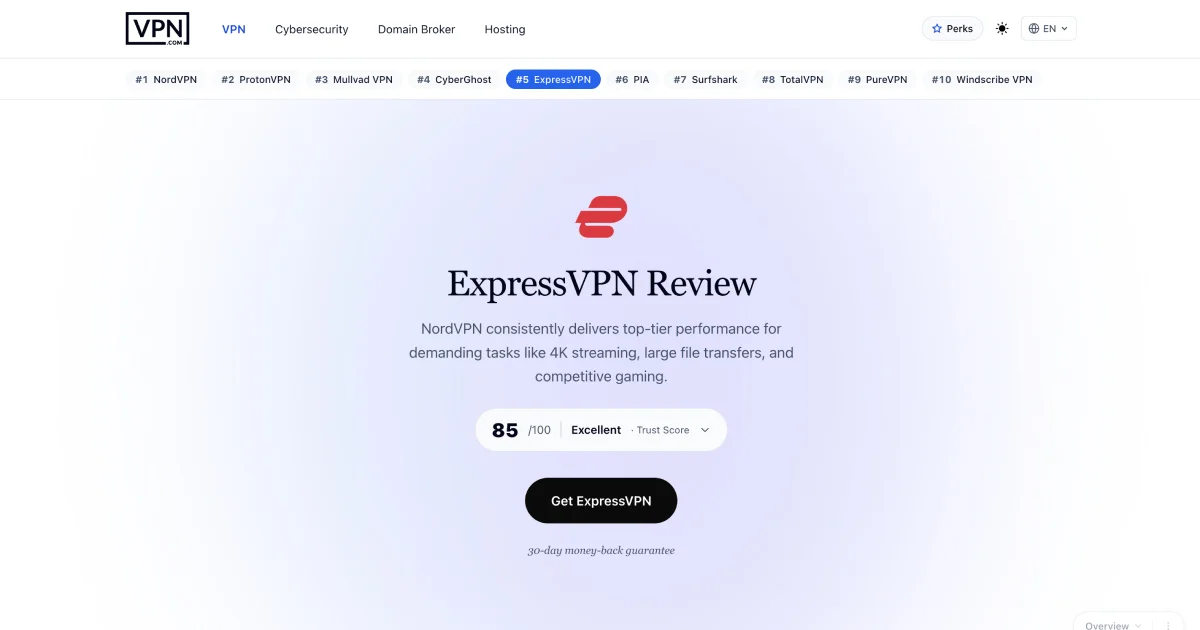 VPN.com after — clean Astro build